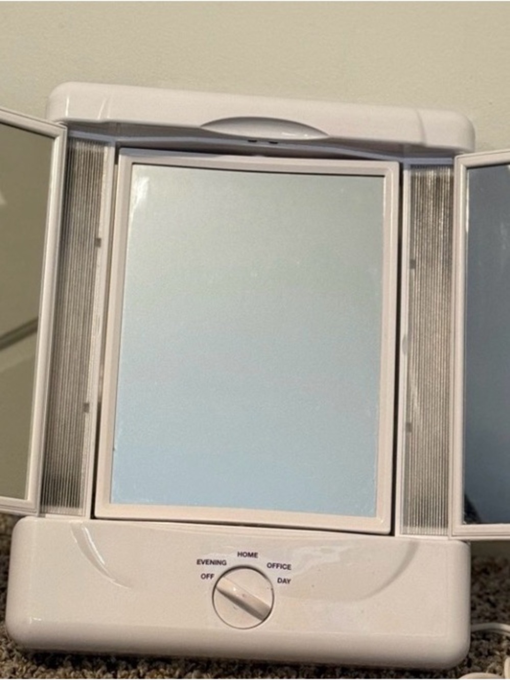 White Lighted Vanity Mirror with Adjustable Stand